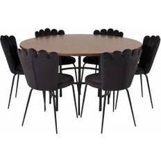 Pyöreä Ruokailuryhmät Venture Home Hjallese Black/Brown Dining Set 140cm 5pcs