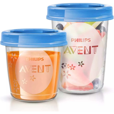 Transparent Conteneurs de nourriture pour bébé et distributeurs de lait en poudre Philips Avent Pots de conservation 180 ml et 240 ml avec Couvercles associés et Cuillère de Sevrage, modèle SCF721/20