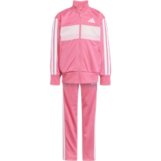 Fusion 3 adidas Kid's Seasonal Essentials Tiberio 3-Stripes Tricot Tracksuit - Pink Fusion/White/Clear Pink