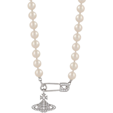 【Vivienne Westwood】\"LUCRECE PEARL\"パールネックレス/silver Lucrece Pearl Necklace in PLATINUM-LIGHT-CREAMROSE-Pearl