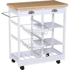 Trolley Tables on sale Homcom Rolling Kitchen Island Cart White Trolley Table