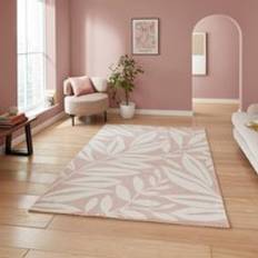 Catherine Lansfield Sorral Leaves Rose Rug Red, Pink