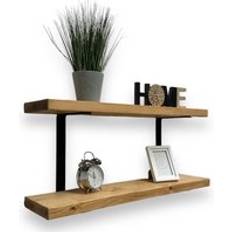 MKGT Double Rustic Wooden Shelves 120cm 2 Pack Wall Shelf