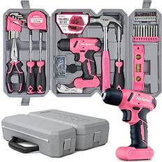 Impact Driver Set Hi-Spec 57pcs Pink 8V USB Electric Drill Driver Set