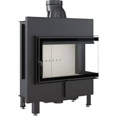 Fireplaces Kratki Steel Fireplace LUCY Right 14 kW 200 Self Closing Door Black