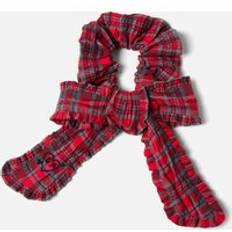 Hårprodukter Damson Madder Checked Cotton Bow Scrunchie