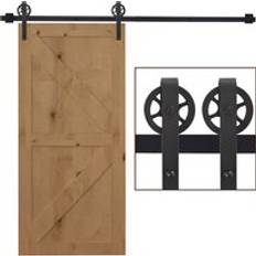 Homcom Carbon Steel 6.6 Inch Barn Hardware Kit Sliding Door L (x)