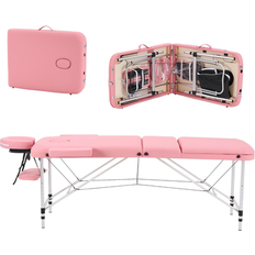 Owill 3 Folding Portable Massage Table Professional Aluminum Alloy Pink (Twin XL)