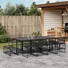 Rattan Patio Dining Sets Berkfield Home 13 Piece Garden Black Poly Patio Dining Set