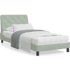 vidaXL Bett Mit Matratze Hellgrau 90x190 cm Samt Betten-Sets