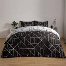 OHS Geometric And Pillowcase Set King Duvet Cover Black