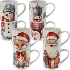 URBN-CHEF 8 Pcs Tea Coffee Santa Mugs Gift Set Mug