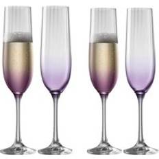 Galway Crystal Erne' Amethyst Flute Set of 4 Champagne Glass
