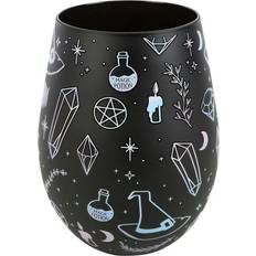 Blue Wine Glasses Something Different Crystal Witch Print Wine Glass