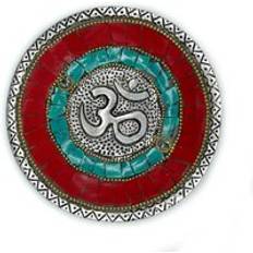 Turquoise Decorative Items Om Plate Tibetan Decor Cone and Stick Holder Decorative Item