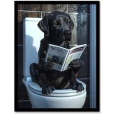 ARTERY8 Dog Lover Funny Black Labrador Wall Print 12 x 16 inch Framed Art