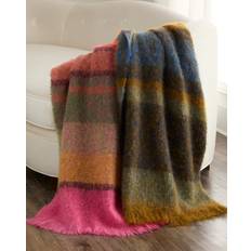 Designers Guild Mikome Mohair Wool Throw 51" x 75" Indigo Blankets Blue