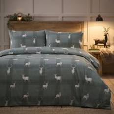 Charlotte Thomas Check Stag Set Duvet Cover Green, Grey