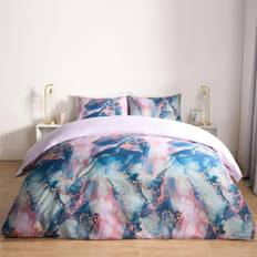 OHS Marble Print Quilt Bedding Set Double Duvet Cover Pink, Blue (200x200cm)