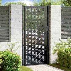 Gates on sale vidaXL Garden Gate Black 105x205 cm Steel Cross Design