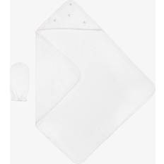 Baby Care Kissy Kissy White Cotton Roses Hooded Towel and Mitt Set