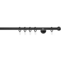 Gardinenzubehör Ondeco Gardinenstange auf Maß 20mm Ball 6,5 cm Schwarz