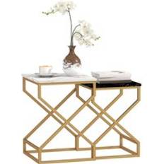 Homcom Nest Of Tables Coffee Set Nesting Table