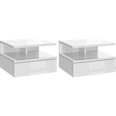 Bedside Tables on sale Homcom High Gloss White Nightstand Set of 2 Bedside Table
