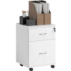 White Storage Cabinets Homcom Pedestal Office Mobile Filing 2 Drawer Storage Cabinet
