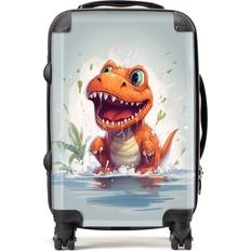 Brown Suitcases Warren Reed Warren Reed Designer Cabin Dino Having A Splash Suitcase