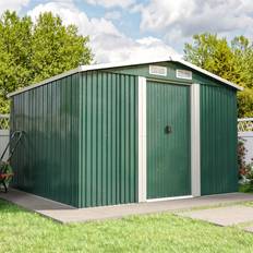 Living and Home Dark Green Metal Steel Garden Shed 8 x 8 ft (Building Area )