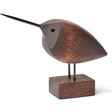 Warm Nordic Beak Bird Awake Snipe Smoked Oak Figurine
