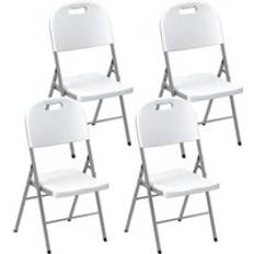 White Patio Chairs OutSunny 4 Pcs Folding Chair with Steel Frame