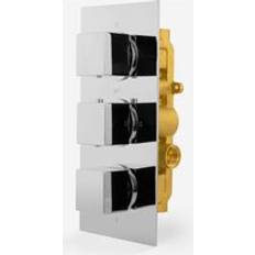 Square 3 Dial 2 Outlet Concealed Thermostatic Shower Chrome
