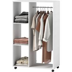 Homcom Klädförvaring Homcom Öppen På Hjul Rullande Klädställning 80 x 40 x 128 cm Vit Garderob