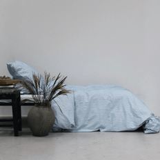 Hemtextil Omhu Økologisk Sengesæt Multi Strib 140x220 cm Påslakan Blå