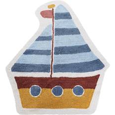 Mattor Beliani Area Rug Cotton Round ø 120 cm Kids Decorative Cat Pattern Tassels Beige Etseri
