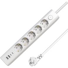MicroConnect MC-GRU00515WS-USB Base Múltiple 1,5 m 5 Salidas AC Interior Blanco