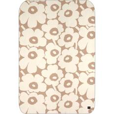 Hør Sengetøj Marimekko Unikko 160 x 260 cm Offwhite Sengetæppe Beige