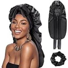 Dreshow Long Satin Braid Silk Bonnet for Women