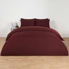 Brentfords Plain and Pillowcase Set Super King Duvet Cover Red (260x220cm)