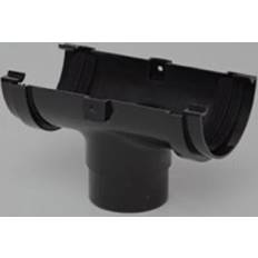 Polypipe Black 75mm Running Outlet Half Round Guttering