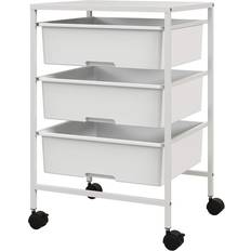 Northio Rullvagn Serveringsvagn med 3-våningshandtag 40,8 x 33,5 x 60,5 cm Vit Rullbord