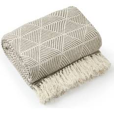 Cotton Blankets on sale New Edge Blinds Geo Diamond Collection Recycled Cotton Throw 70" x 100" Blankets Natural