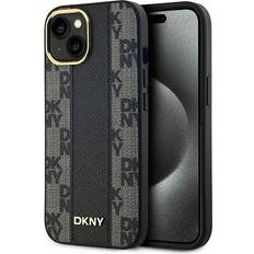 DKNY Leather Checkered Mono Pattern Magsafe Case for iPhone 15 Plus 14 Plus