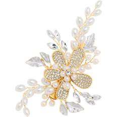 Gold Hair Clips Jon Richard Gold Floral and Pearl Hair Slide