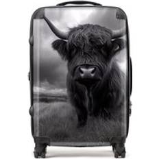 White Luggage Warren Reed Black And White Highland Cow Suitcase Medium