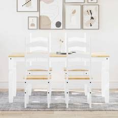 Pines - White Dining Sets vidaXL 5 Piece Panama White Solid Wood Dining Set