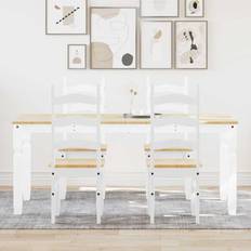 Dining Sets vidaXL 5 Piece Panama White Solid Wood Pine Dining Set