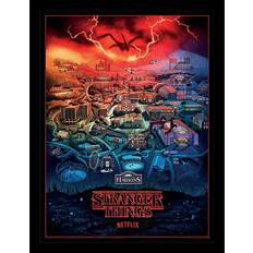 Red Framed Art Stranger Things Hawkins Picture Framed Art